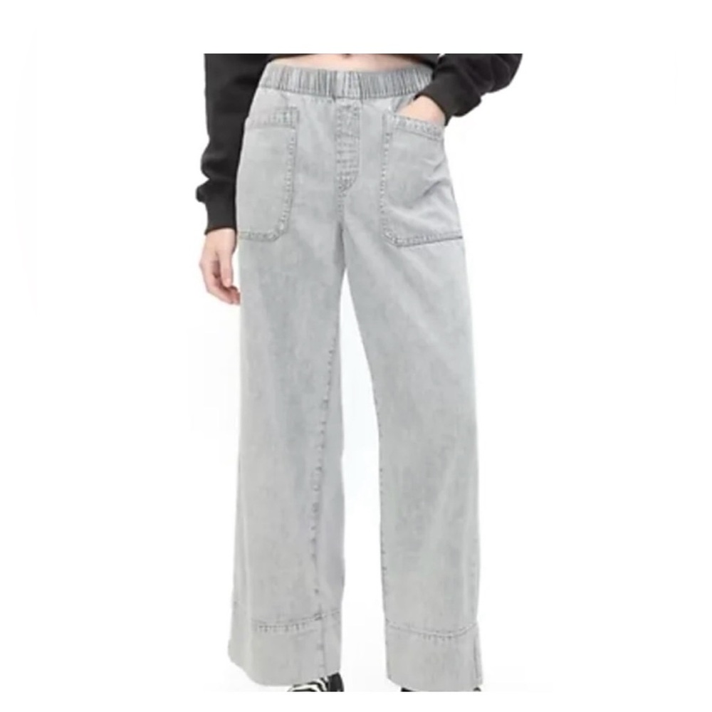 GAP Denim High-Rise Light Gray Wide-Leg Jeans Size M
